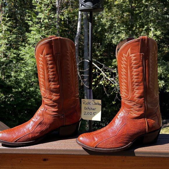 Honey Color Ostrich Leg Cowboy Boots in Men's Size 11D *READ* - Picture 4 of 12